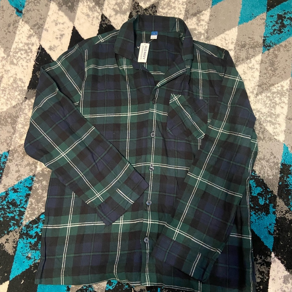 Old Navy Green and Blue Plaid Shirt